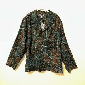 NWT Susan Graver blue black paisley jacket size 3X